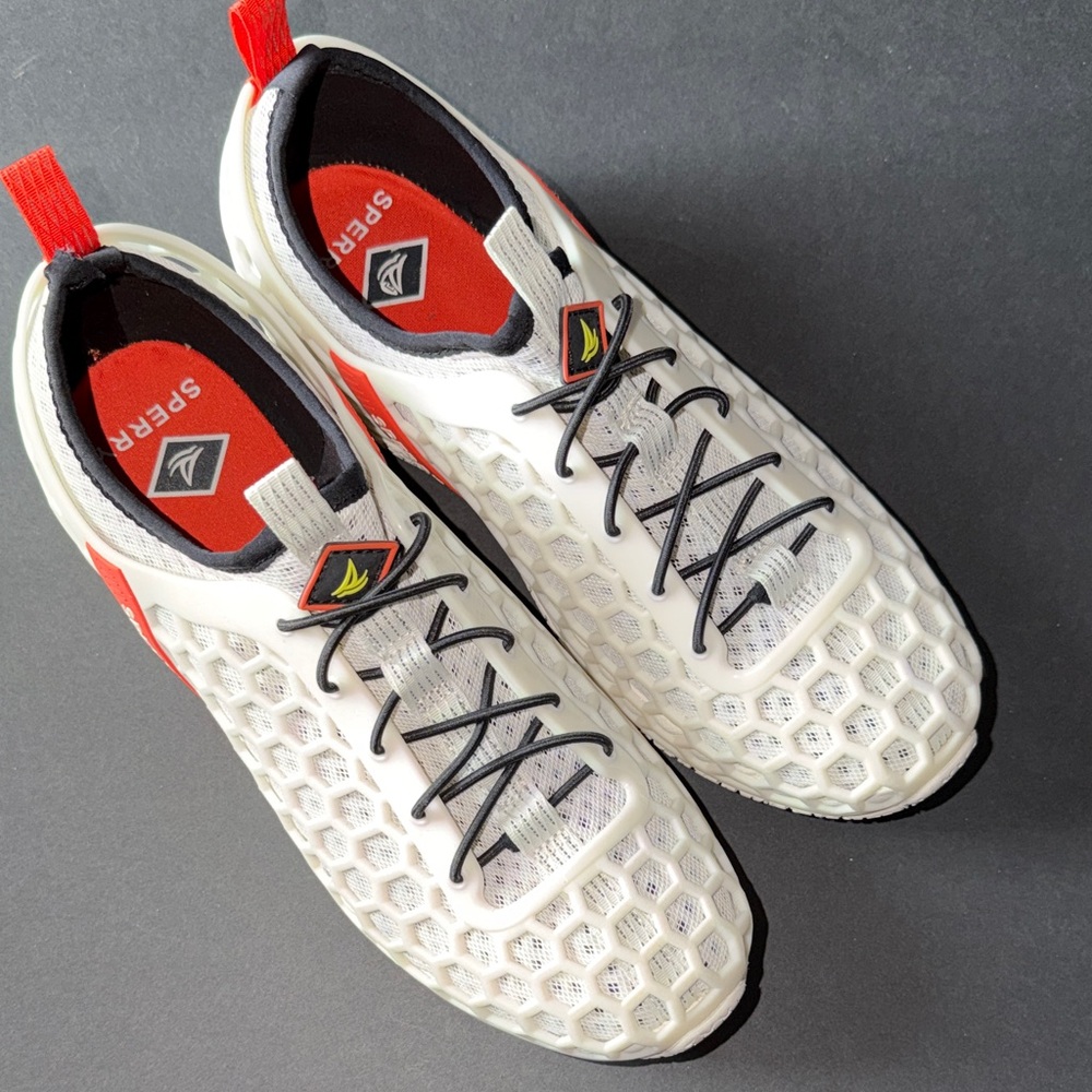 Sperry Wave Rocker White and Orange Water Sneakers Size 9